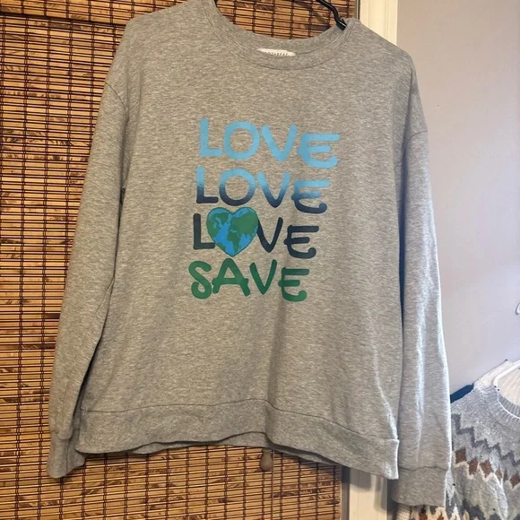 Ecothreads Graphic Sweatshirt Women’s Medium | Gray Blue Green Print | Cozy - Picture 4 of 11